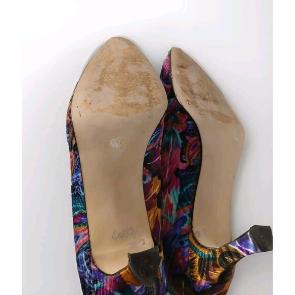 Vintage 90s J Renee Peacock Print Classic Multicolor Women's Pumps Size 7M - Picture 8 of 11